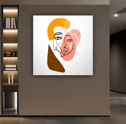 Minimal Portreler Kare Cam Tablo