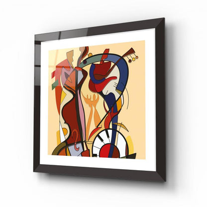Soyut Desenler Kare Cam Tablo
