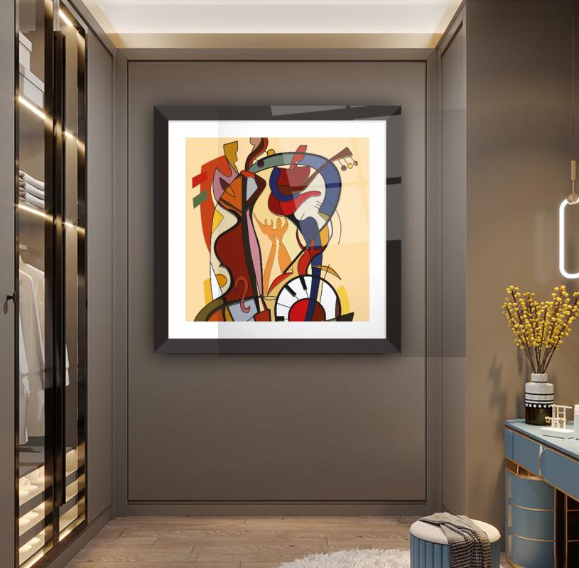 Soyut Desenler Kare Cam Tablo