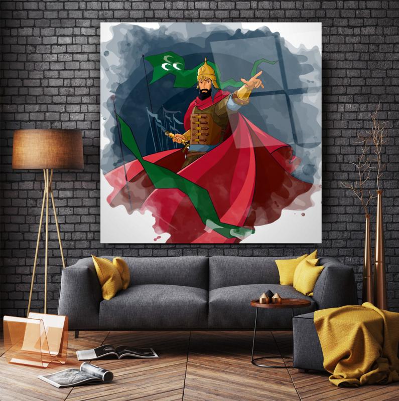 Fatih Sultan Mehmet Kare Cam Tablo