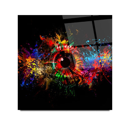 Renkli Göz Kare Cam Tablo
