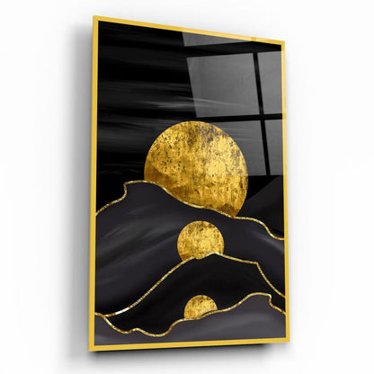 Soyut Gold Dikey Cam Tablo