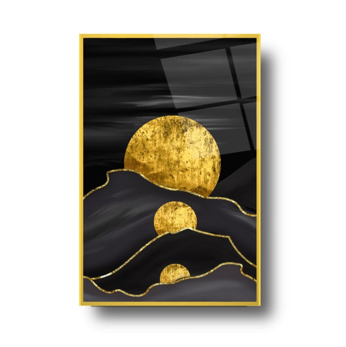 Soyut Gold Dikey Cam Tablo