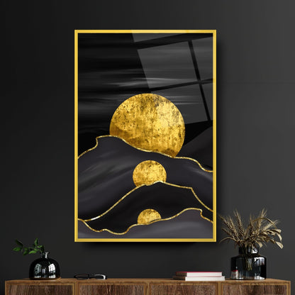 Soyut Gold Dikey Cam Tablo