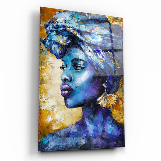 Afrikalı Kadın Dikey Cam Tablo