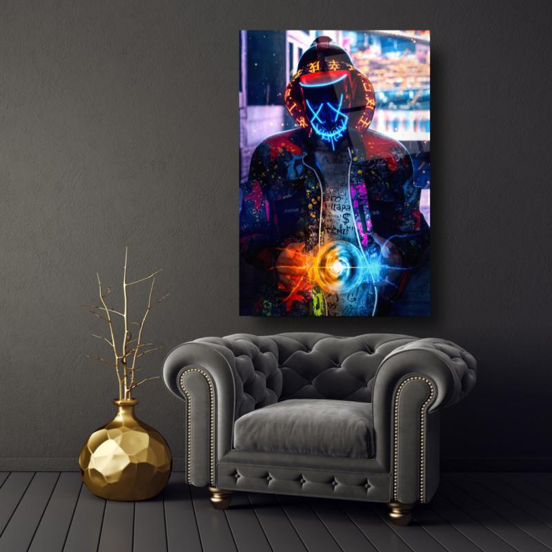 Neon Maske Dikey Cam Tablo