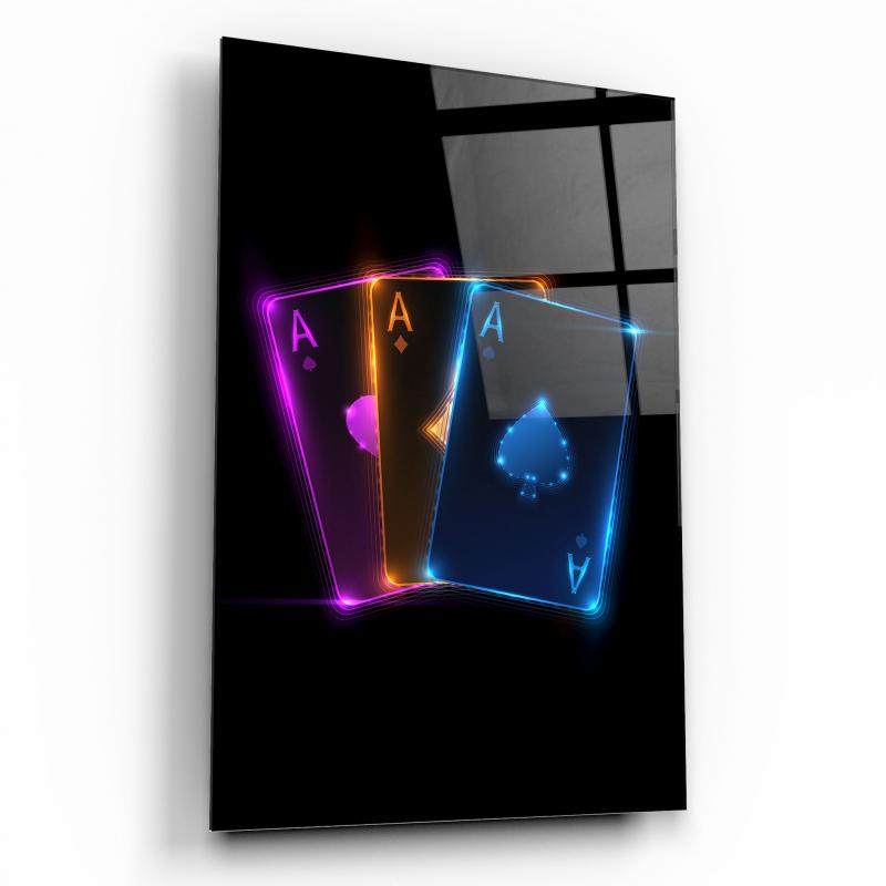 Neon Kartlar Dikey Cam Tablo