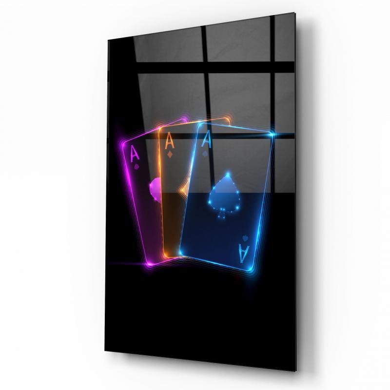 Neon Kartlar Dikey Cam Tablo