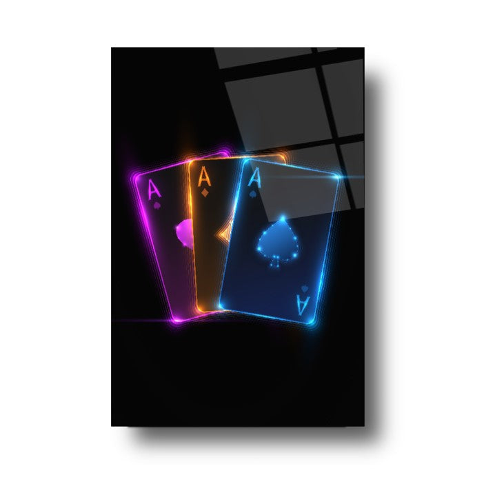 Neon Kartlar Dikey Cam Tablo