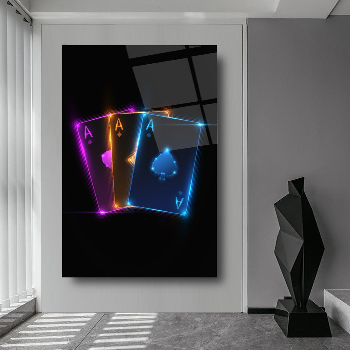 Neon Kartlar Dikey Cam Tablo