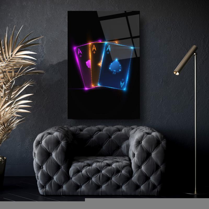 Neon Kartlar Dikey Cam Tablo