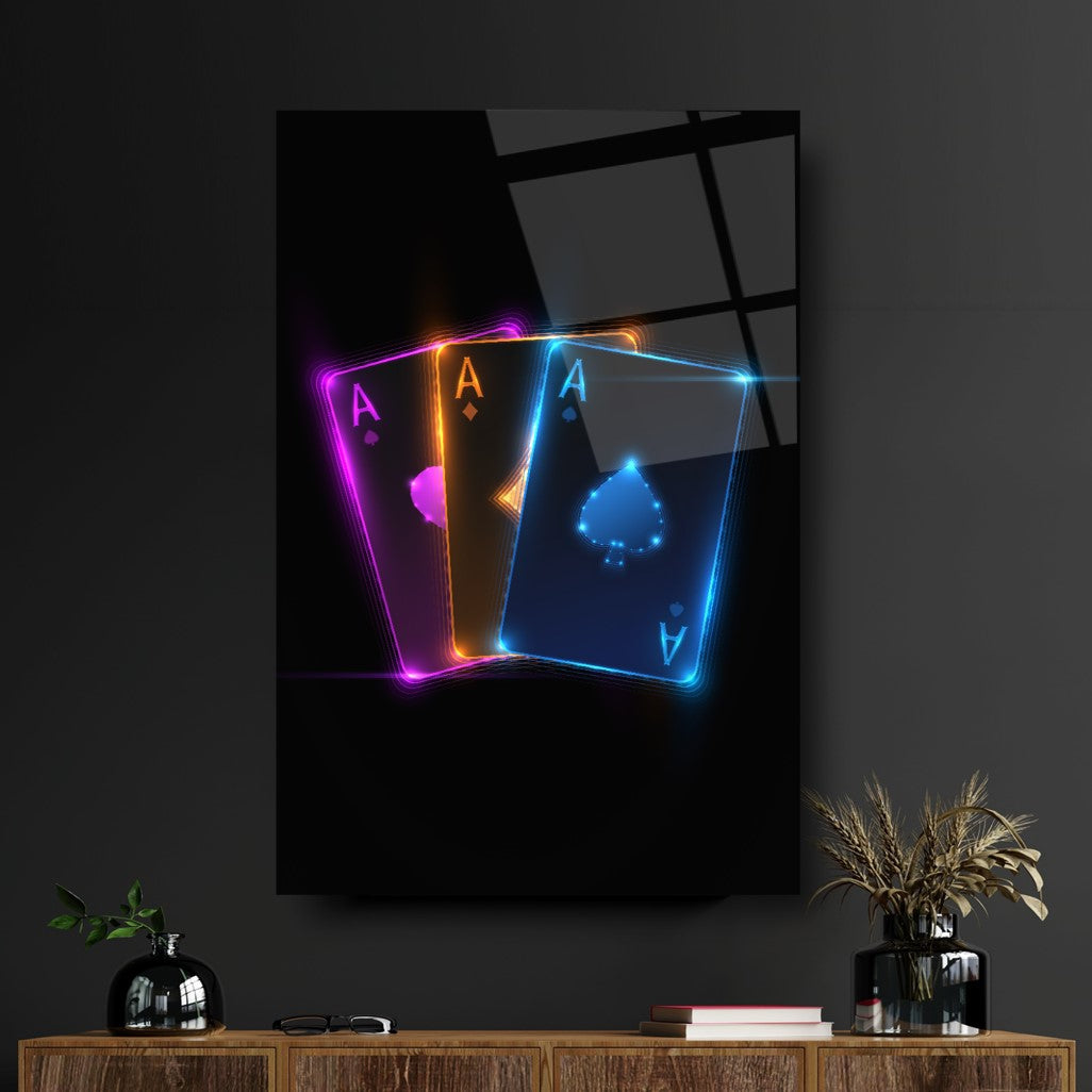 Neon Kartlar Dikey Cam Tablo