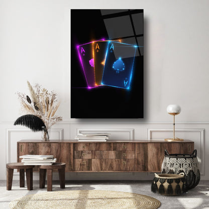 Neon Kartlar Dikey Cam Tablo