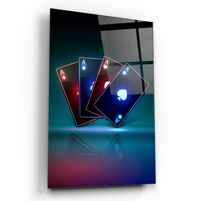 Neon Kartlar Dikey Cam Tablo