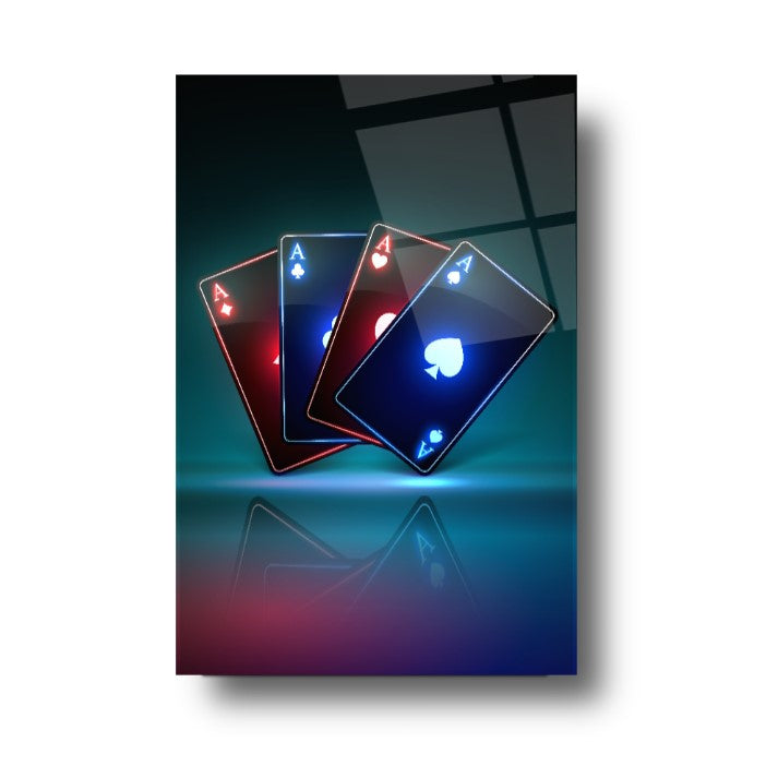 Neon Kartlar Dikey Cam Tablo