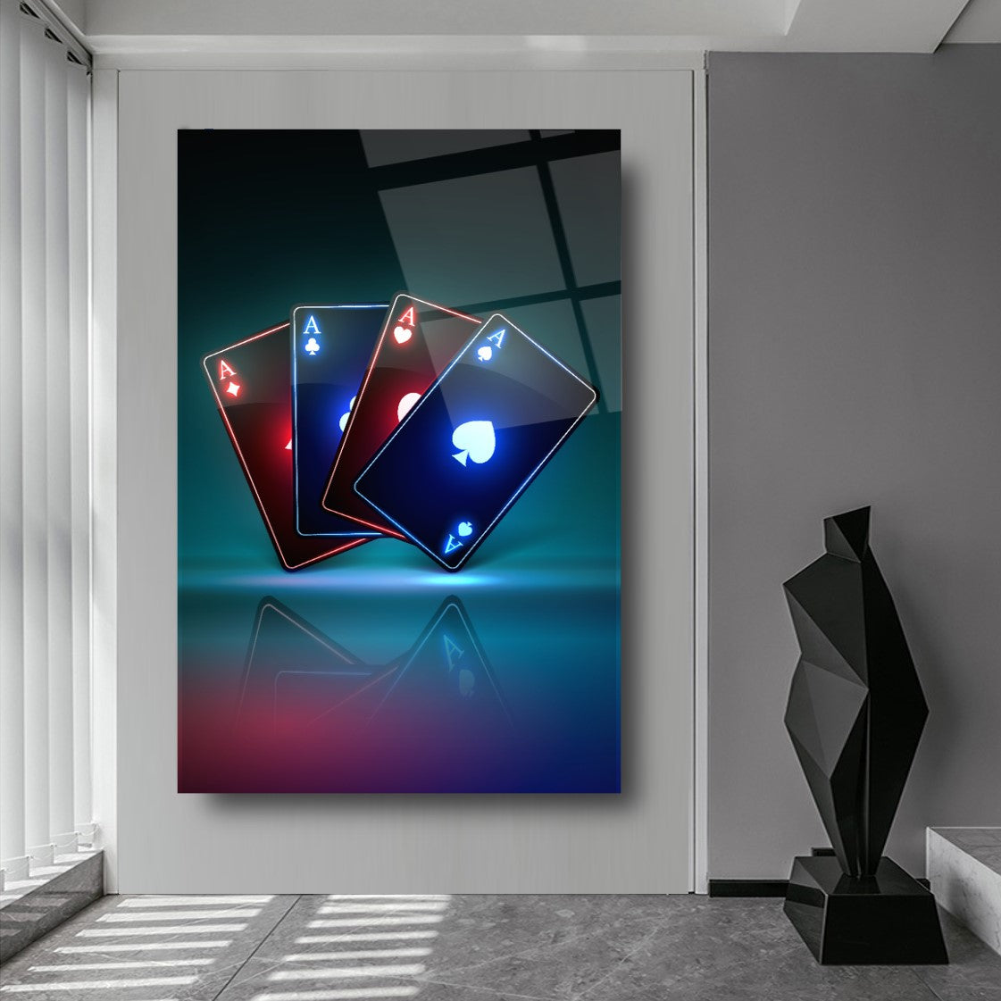 Neon Kartlar Dikey Cam Tablo