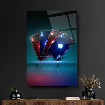Neon Kartlar Dikey Cam Tablo