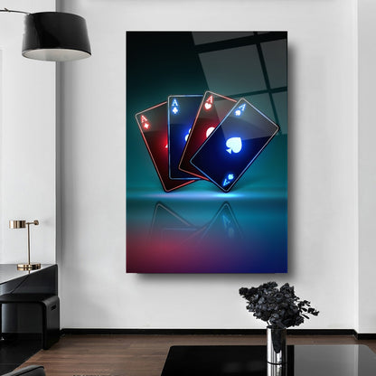 Neon Kartlar Dikey Cam Tablo