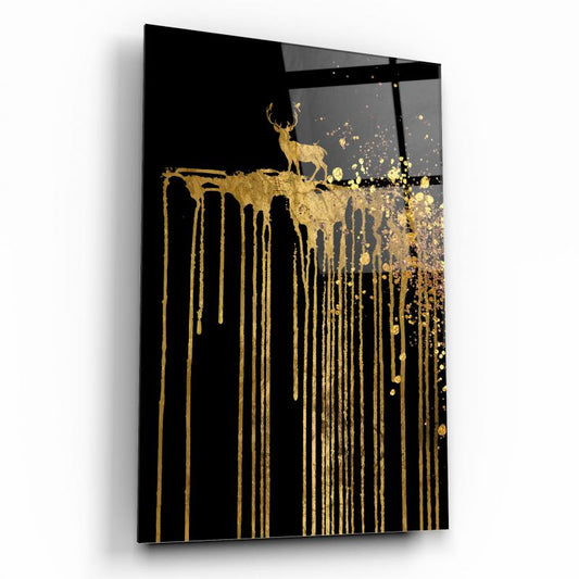 Gold Geyik Dikey Cam Tablo