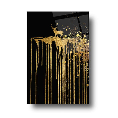 Gold Geyik Dikey Cam Tablo