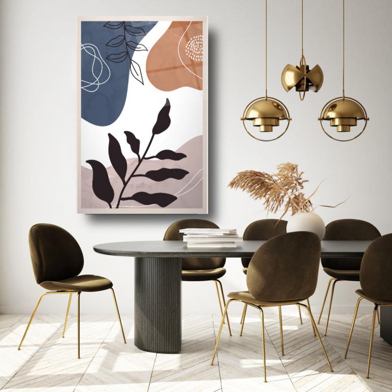 Soyut Yapraklar Dikey Cam Tablo