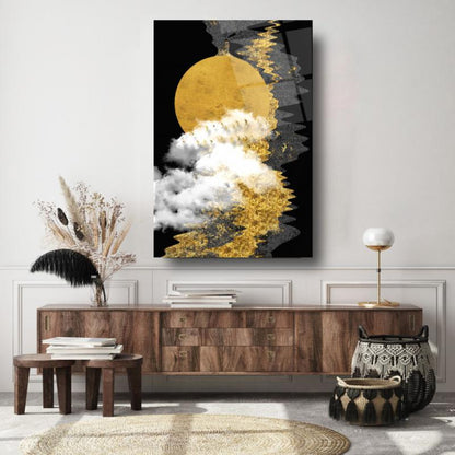 Soyut Kuşlar Dikey Cam Tablo