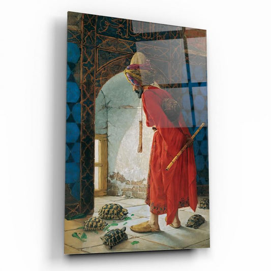 Osman Hamdi Bey Kaplumbağa Terbiyecisi Dikey Cam Tablo