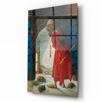Osman Hamdi Bey Kaplumbağa Terbiyecisi Dikey Cam Tablo