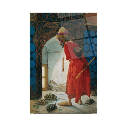 Osman Hamdi Bey Kaplumbağa Terbiyecisi Dikey Cam Tablo