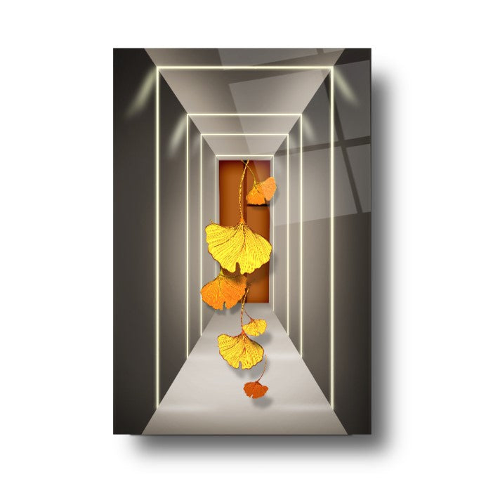 Çiçekli Koridor Dikey Cam Tablo