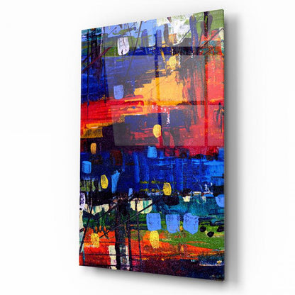 Soyut Renkler Dikey Cam Tablo