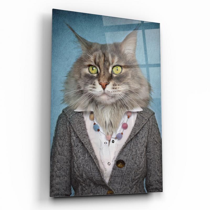 Kedi Dikey Cam Tablo