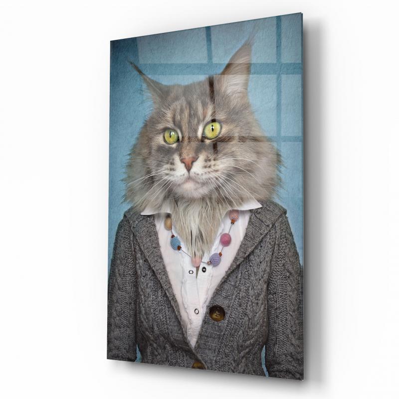 Kedi Dikey Cam Tablo