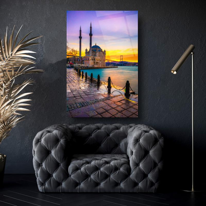 İstanbul Manzarası Dikey Cam Tablo