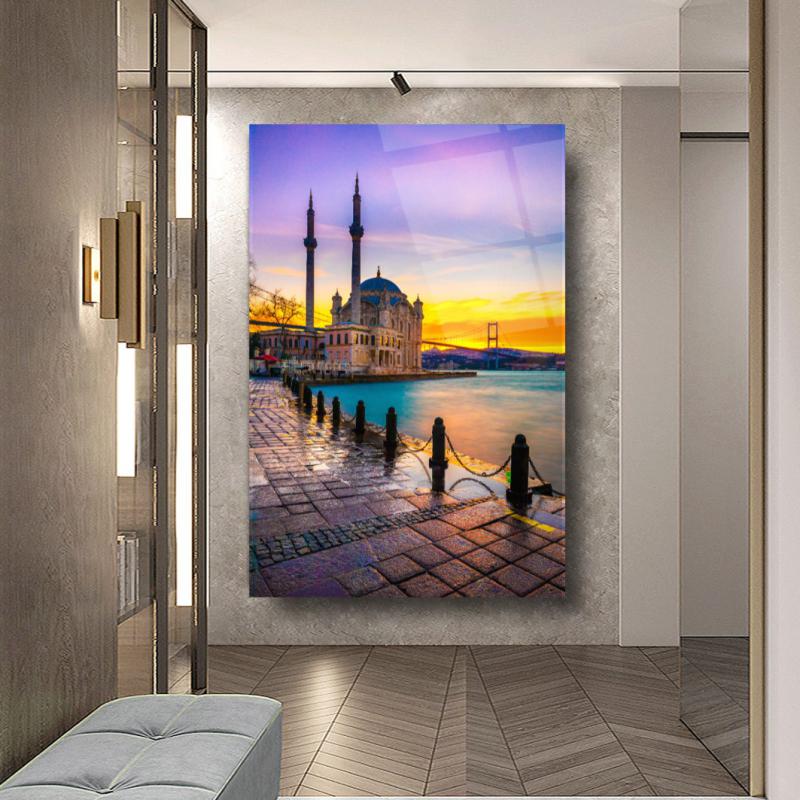 İstanbul Manzarası Dikey Cam Tablo