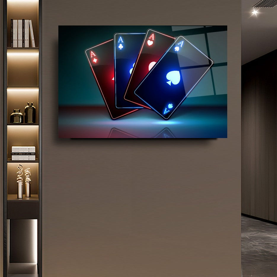 Neon Kartlar Yatay Cam Tablo