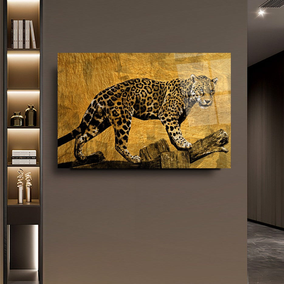 Leopar Yatay Cam Tablo