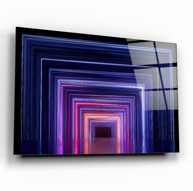 Neon Koridor Yatay Cam Tablo