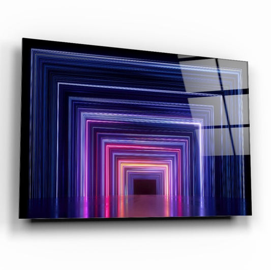 Neon Koridor Yatay Cam Tablo
