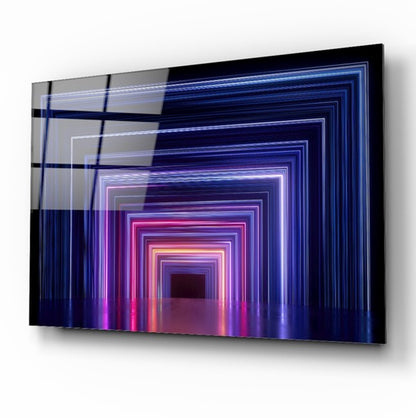 Neon Koridor Yatay Cam Tablo