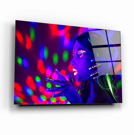 Neon Kadın Yatay Cam Tablo