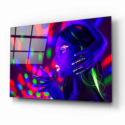 Neon Kadın Yatay Cam Tablo