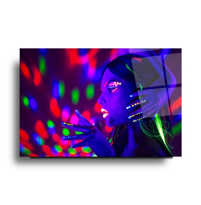 Neon Kadın Yatay Cam Tablo