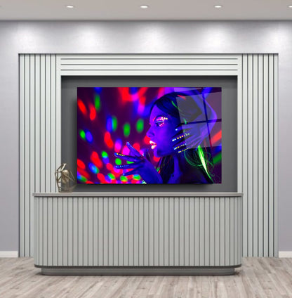 Neon Kadın Yatay Cam Tablo