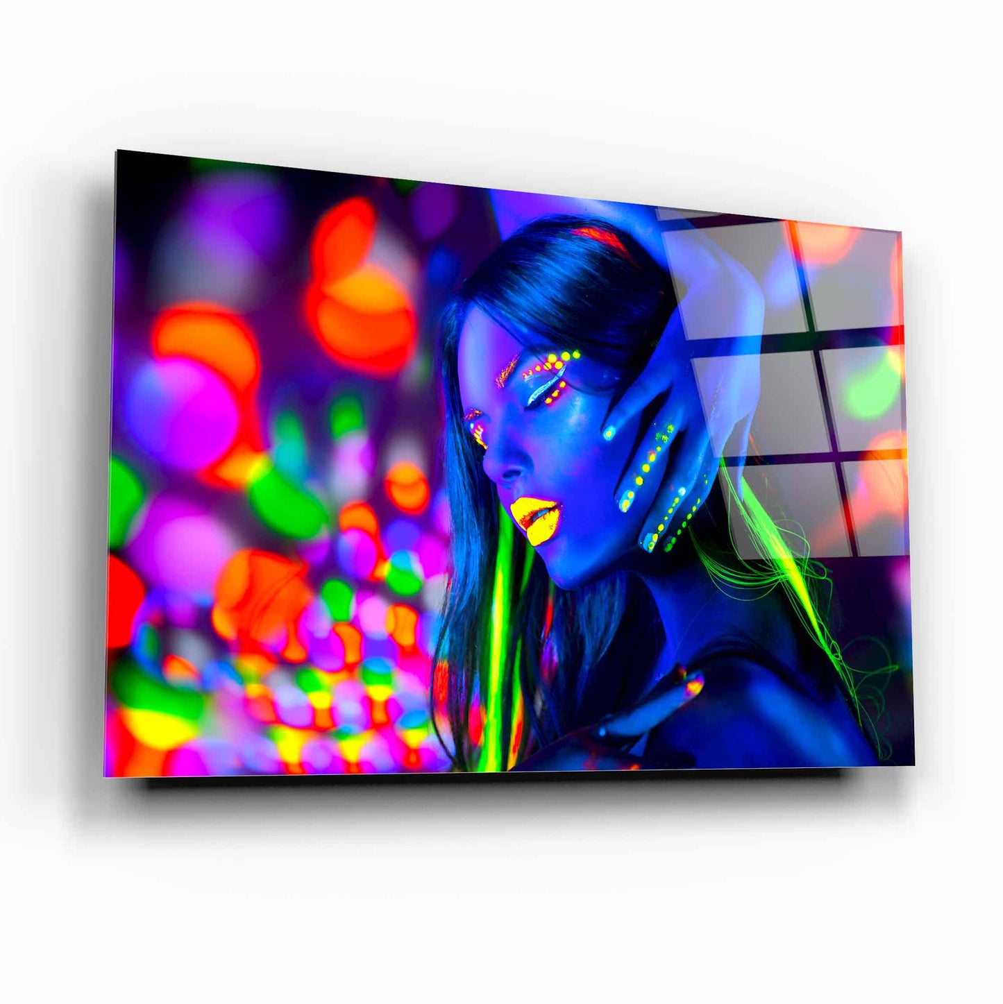 Neon Kadın Yatay Cam Tablo