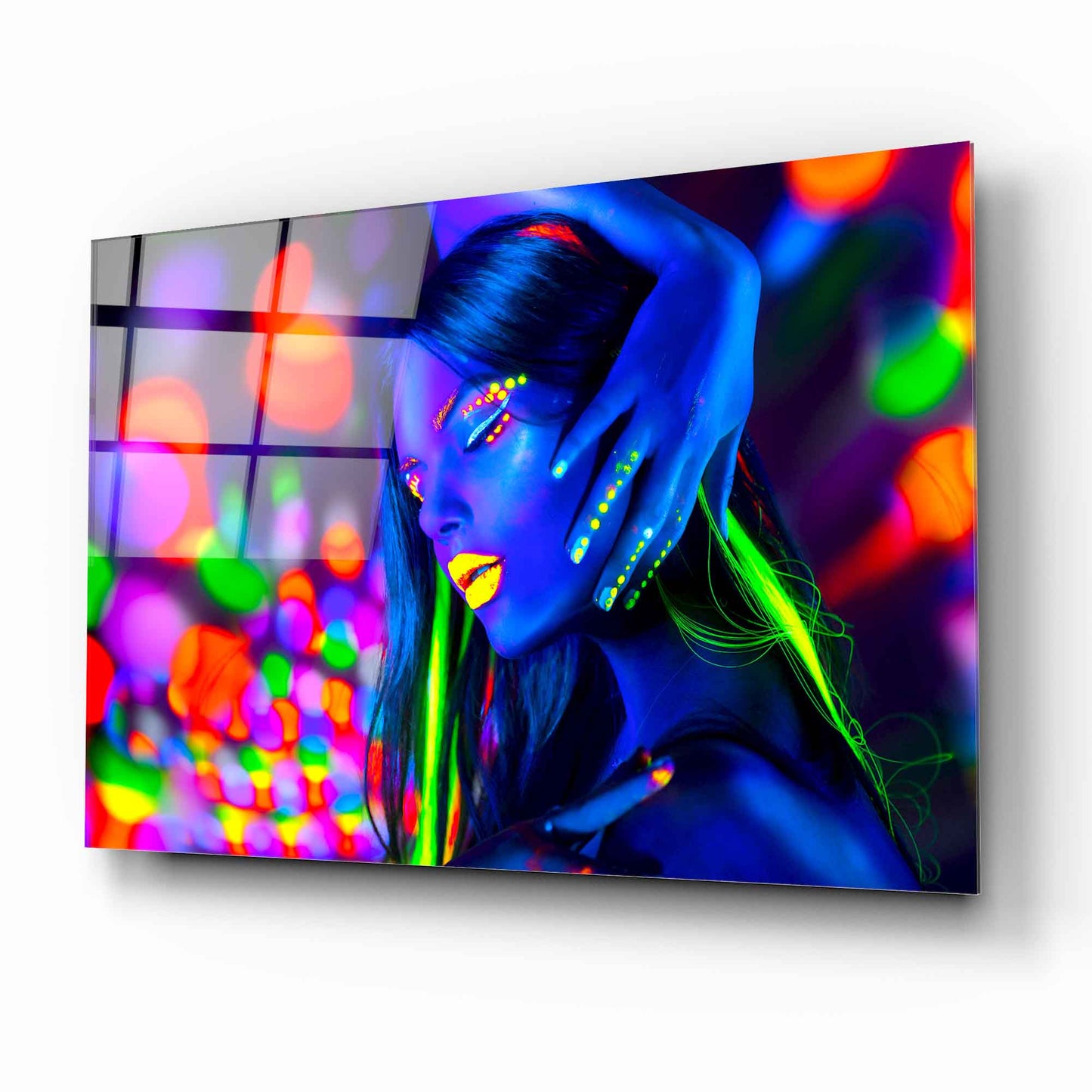 Neon Kadın Yatay Cam Tablo