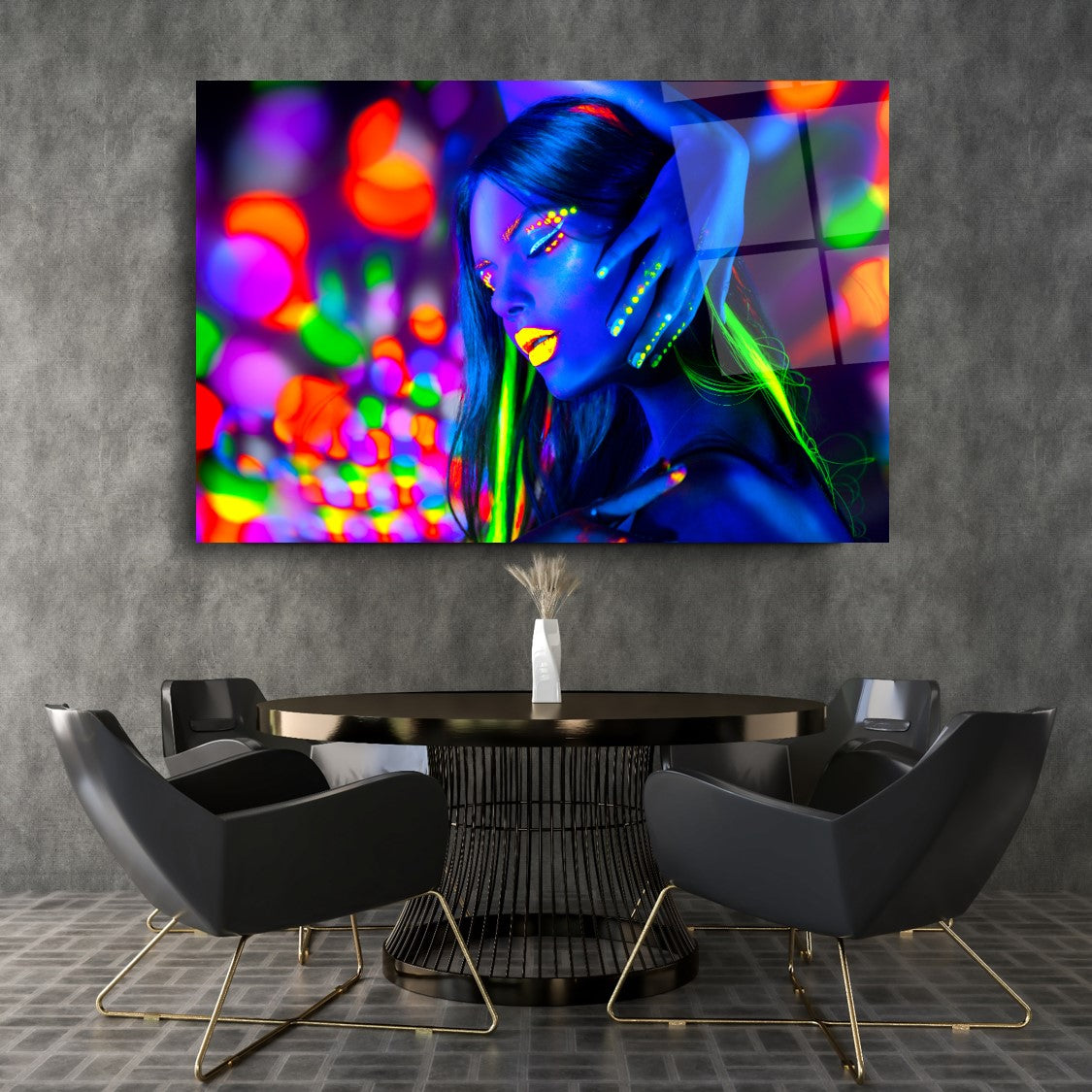 Neon Kadın Yatay Cam Tablo