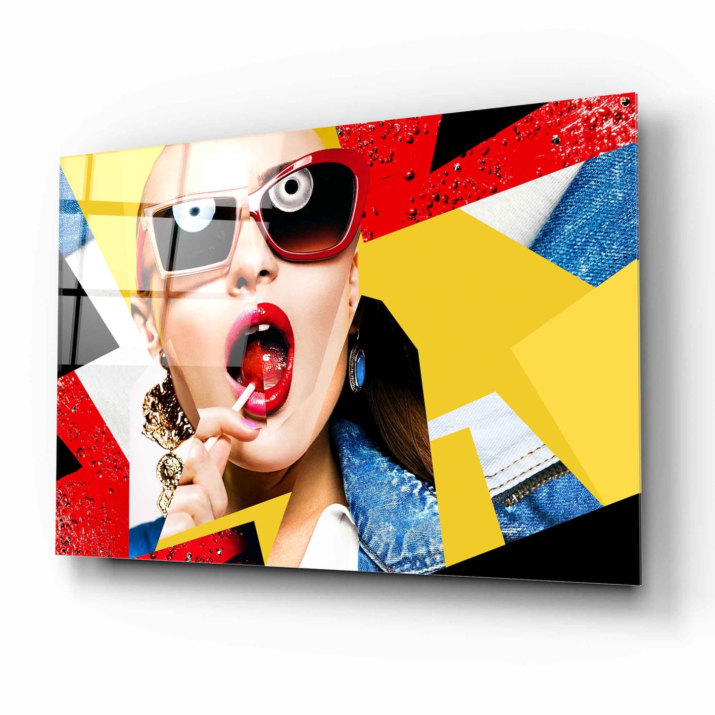 Pop Art Kadın Yatay Cam Tablo