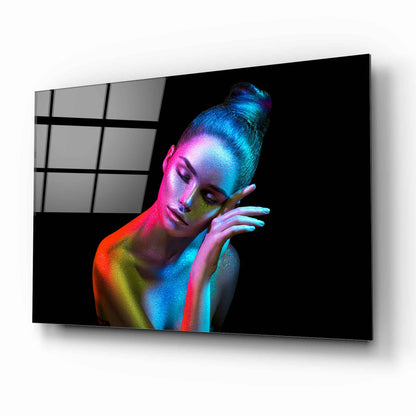 Neon Kadın Yatay Cam Tablo