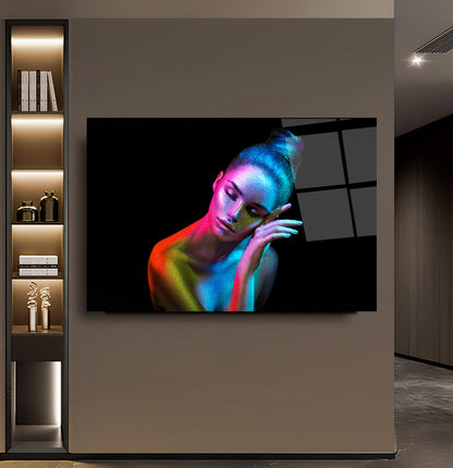 Neon Kadın Yatay Cam Tablo